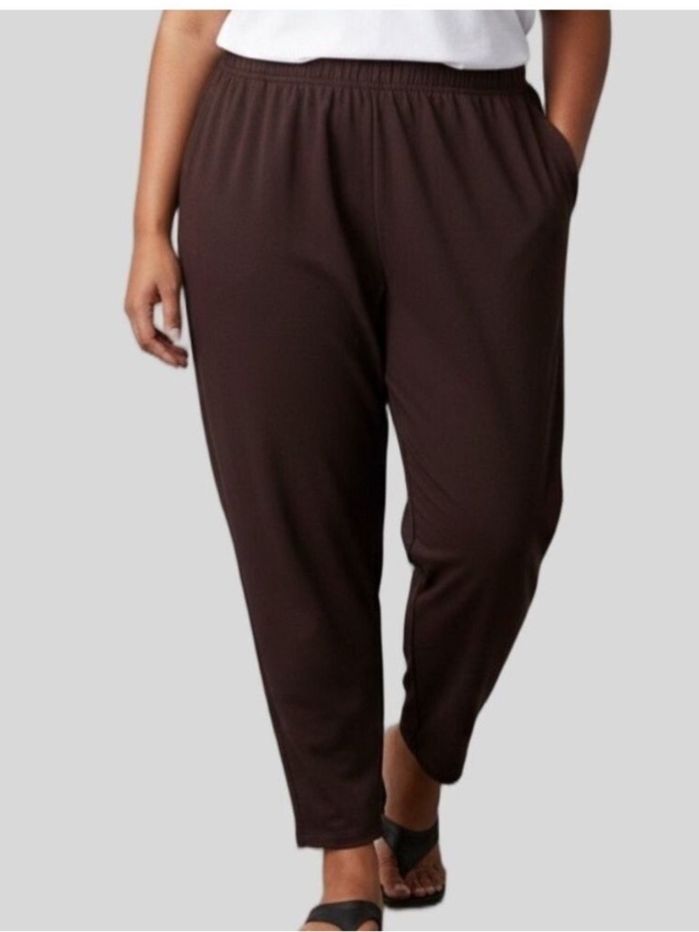 Fashion Bug Dark Brown Elastic Waist Pants Size 26/28 Short